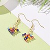 Glass Braided Heart Dangle Earrings EJEW-JE04869-3