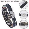 2Pcs 2 Colors Alloy & Leather Cord Bracelets for Men Women BJEW-CL0001-57-7