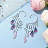 Wing Resin & Natural Quartz Crystal Points Beaded Dangle Earrings EJEW-TA00523-2