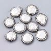 Flat Round Polymer Clay Rhinestone Natural Freshwater Shell Beads SHEL-R010-08-1