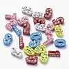 Alloy Spray Painted Number Slide Charms X-ENAM-C1493-1