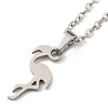 Non-Tarnish 201 Stainless Steel Flamingo Pendant Necklace with Cable Chains NJEW-Q317-13P-2