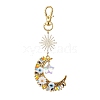 Moon Alloy & Glass Beads Pendant Decorations HJEW-MZ00078-1