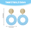 FIBLOOM 6 Pairs 6 Colors Acrylic Donut Dangle Stud Earrings with Steel Iron Pins for Women EJEW-FI0002-63-2