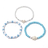 3Pcs Summer Beach Polymer Clay & Glass & Synthetic Turquoise Beaded Stretch Bracelets Kit BJEW-JB10675-01-4