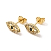 Cubic Zirconia Hollow Out Horse Eye Stud Earrings EJEW-F301-08-2