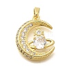 Brass Micro Pave Clear Cubic Zirconia Pendants KK-M309-44G-1