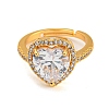 Rack Plating Brass Micro Pave Cubic Zirconia Adjustable Rings RJEW-H226-01G-2