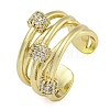 Brass Micro Pave Clear Cubic Zirconia Open Cuff Rings RJEW-Z046-05G-01-1