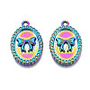 Rainbow Color Alloy Pendants Rhinestone Settings PALLOY-S180-316-2