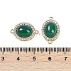 Natural Green Onyx Agate(Dyed & Heated) Oval Connector Charms KK-U043-50G-02-3