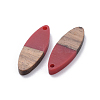 6 Colors Resin & Walnut Wood Pendants RESI-X0001-32-2