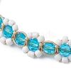 Flower Glass Braided Bead Bracelets BJEW-JB11077-01-3