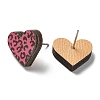 Printing Wood Stud Earrings for Women EJEW-B028-11-2