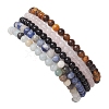 4mm Round Natural Mixed Stone & Non-magnetic Synthetic Hematite Beaded Stretch Bracelets BJEW-JB10682-3