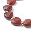 Natural Red Rainbow Jasper Heart Beaded Bracelet BJEW-JB08697-01-4