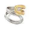 Brass Bypass Open Cuff Rings for Women RJEW-B062-06GP-2