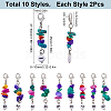 SUNNYCLUE 20Pcs Number 0~9 Synthetic Turquoise Chip & Acrylic Beaded Locking Stitch Markers HJEW-SC0001-54-2