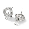 Hollow Rhombus Brass Micro Pave Cubic Zirconia Stud Earrings Finding KK-E083-05P-2