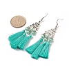 Polyester Tassel with Glass Beaded Chandelier Earrings EJEW-TA00183-01-3