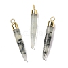 Natural Prehnite Brass Pendants G-B025-02LG-01-1