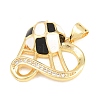 Football Brass Micro Pave Cubic Zirconia Pendants KK-A297-09A-G-2