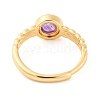 Round Natural Amethyst Adjustable Rings RJEW-Q817-03G-06-3