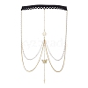 Brass Clear Cubic Zirconia Layered Sun Butterfly Tassel Thigh Leg Chains AJEW-AN00638-2