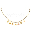 Natural Amber Chip Pendant Bib Necklaces with 304 Stainless Steel Cable Chains NJEW-JN05942-2