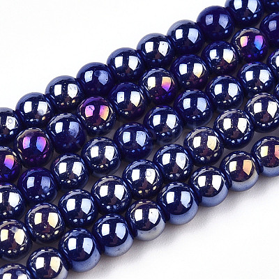 Electroplate Opaque Glass Beads Strands X-GLAA-T032-P4mm-AB03-1