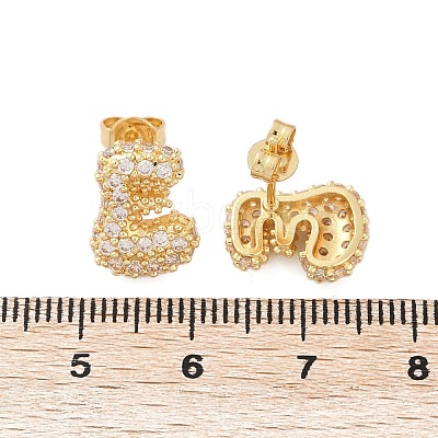 Brass Micro Pave Cubic Zirconia Stud Earrings EJEW-Z091-04G-E-1