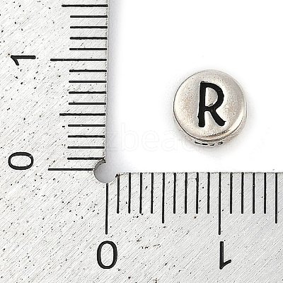 925 Sterling Silver Flat Round with Letter Beads STER-G044-01AS-R-1