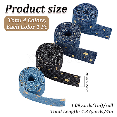 4M 4 Colors Polyester Denim Ribbon OCOR-CY0003-15-1