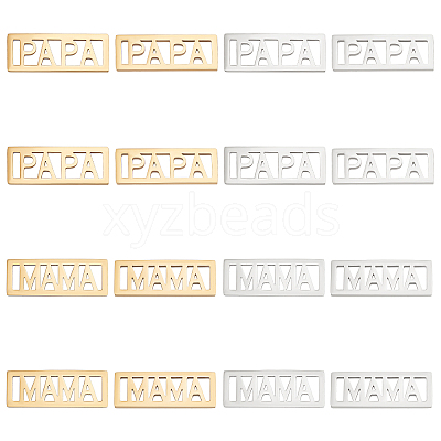 16Pcs 4 Styles 201 Stainless Steel Filigree Joiners STAS-UN0035-71-1