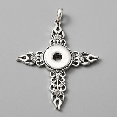 Alloy Rhinestone Hang Snap Base Pendant for Interchangeable Snap Charms Jewelry Making FIND-WH0145-68B-1