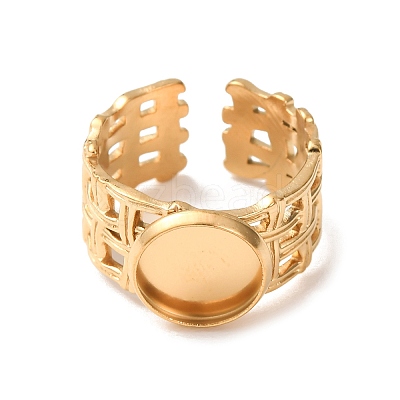 Woven Bezel 304 Stainless Steel Cuff Ring Components SA-CBAD8FA-01G-02-1