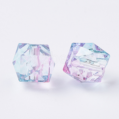 Two Tone Transparent Spray Painted Acrylic Bead X-ACRP-T005-26-1