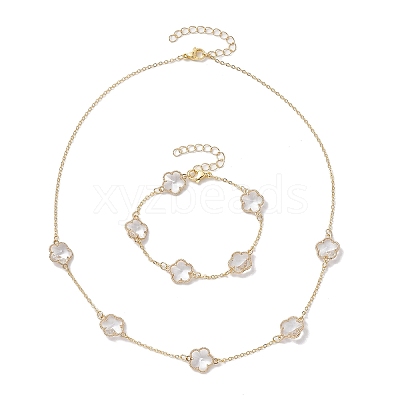 Glass Flower Links Bracelets & Necklaces Kits SJEW-JS01293-1