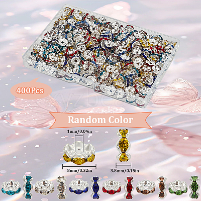 400Pcs Brass Acrylic Rhinestone Spacer Beads RB-SP0001-09B-1