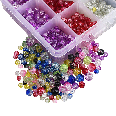 1920Pcs 3 Style Spray Painted Crackle Glass Beads CCG-CJ0001-04-1