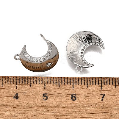 Brass Micro Pave Clear Cubic Zirconia Stud Earring Findings KK-G530-03P-1