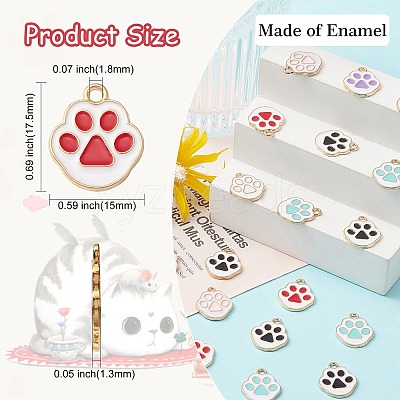 50Pcs 5 Colors Alloy Enamel Pendants ENAM-CJ0004-27-1