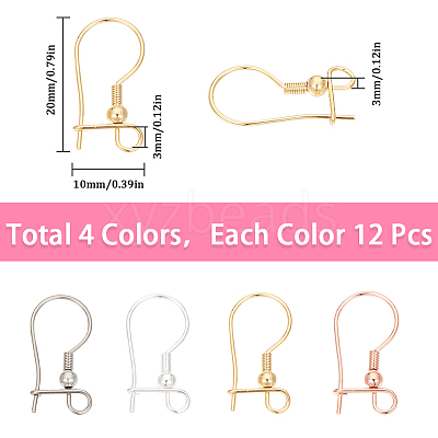48Pcs 4 Colors 316L Surgical Stainless Steel Hoop Earring Findings STAS-SC0008-51-1