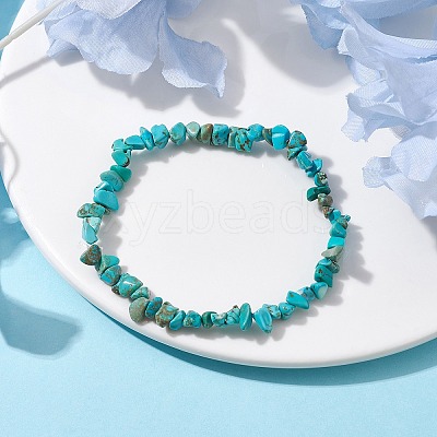 Natural Howlite Chips Beaded Stretch Bracelets for Women BJEW-JB10046-03-1