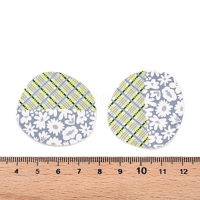 Plaid Theme Printed Acrylic Pendants OACR-T028-05C-1