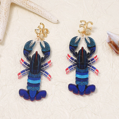 Acrylic & Alloy Stud Dangle Earrings for Women WG8B1A0-02-1
