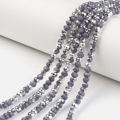 Electroplate Opaque Glass Beads Strands EGLA-A034-P6mm-M17-1