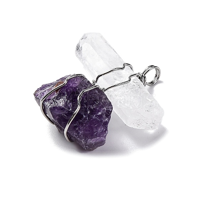 Natural Quartz Crystal & Amethyst Nuggets Big Pendants G-K338-43P-09-1