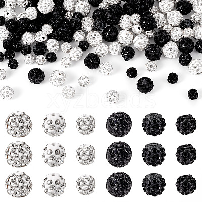 120Pcs 6 Styles Rhinestone Pave Disco Ball Beads RB-TA0001-14-1