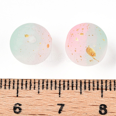 Frosted Baking Paint Crackle Glass Beads with Glitter Powder LS-DGLA-T004-01F-1
